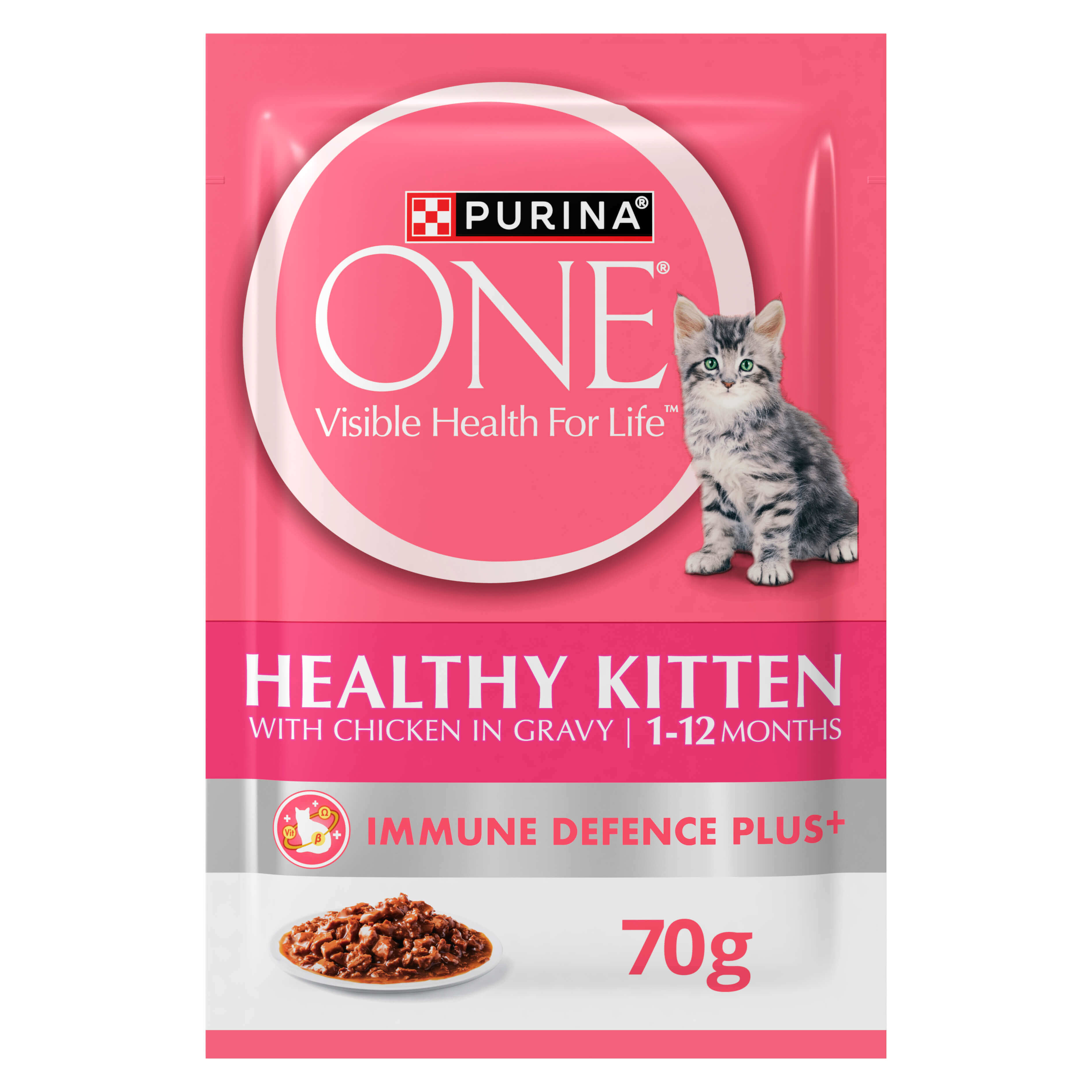 PURINA ONE Kitten with Succulent Chicken in Gravy Wet Pouch 70g