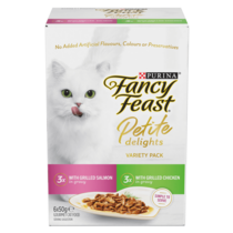 FANCY FEAST Adult Petite Delights Grilled Salmon Grilled Chicken Wet Cat Food Multipack