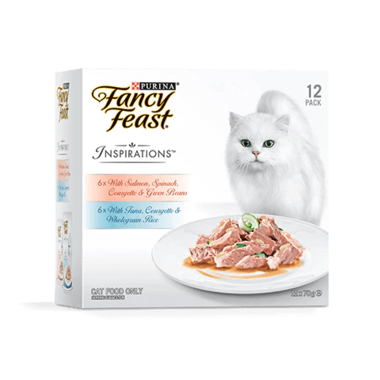 FANCY FEAST Adult Inspirations Multipack - Salmon & Tuna Flavour Wet Cat Food 12 x 70g