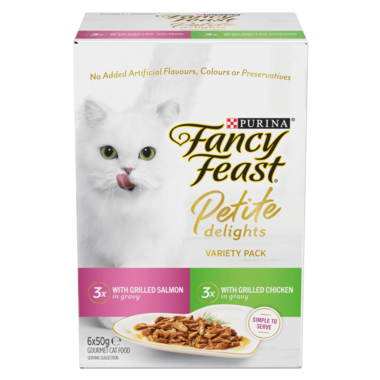 FANCY FEAST Adult Petite Delights Grilled Salmon Grilled Chicken Wet Cat Food Multipack