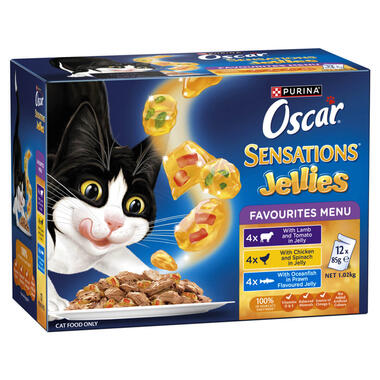 OSCAR Sensations Jellies Favourites Menu With Lamb, Chicken & Oceanfish Adult Wet Cat Food FOP